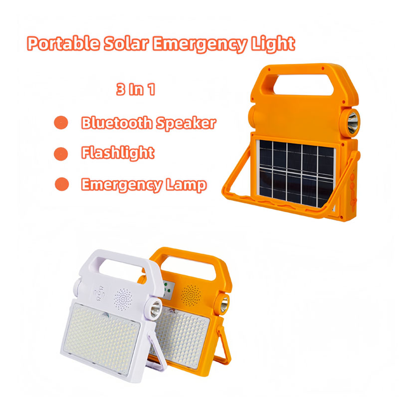 Portable Solar Emergency Light With Bluetooth Speaker and Porch